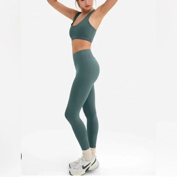 MATE THE LABEL ORGANIC COTTON MIDI LEGGINGS FOREST GREEN NWT NWOT - Picture 7 of 9